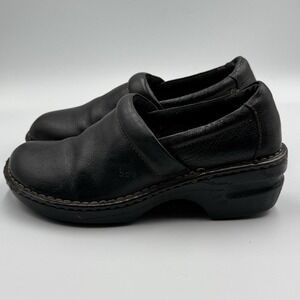 BOC Born Original Concept Slip On Black‎ Leather Clogs chunky Shoes 8.5 Y2K 90s